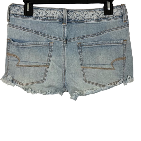 AMERICAN EAGLE OUTFITTERS Hi Rise SHORTIE Button Fly Distressed Jean Shorts sz 6 - Picture 13 of 15